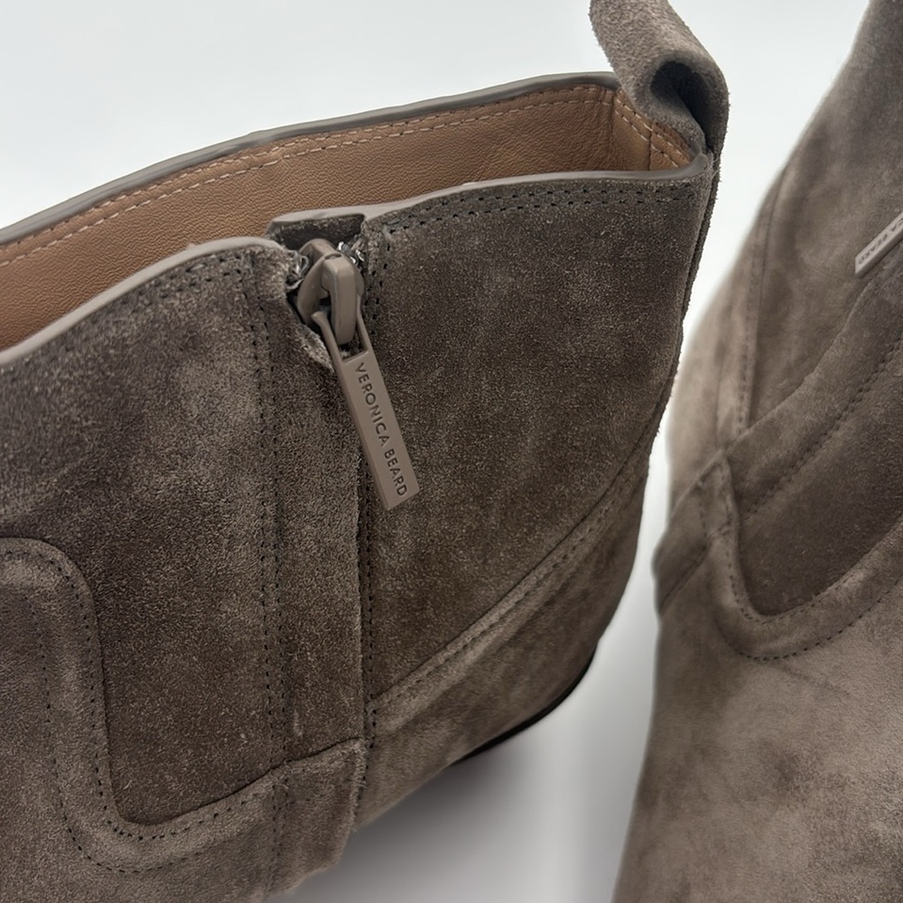 Veronica Beard Kinsley Bootie Taupe Suede Ankle Boots 7.5 - Picture 4 of 6